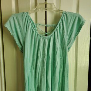 Light Blue-green Cotton Blouse with criss-cross back